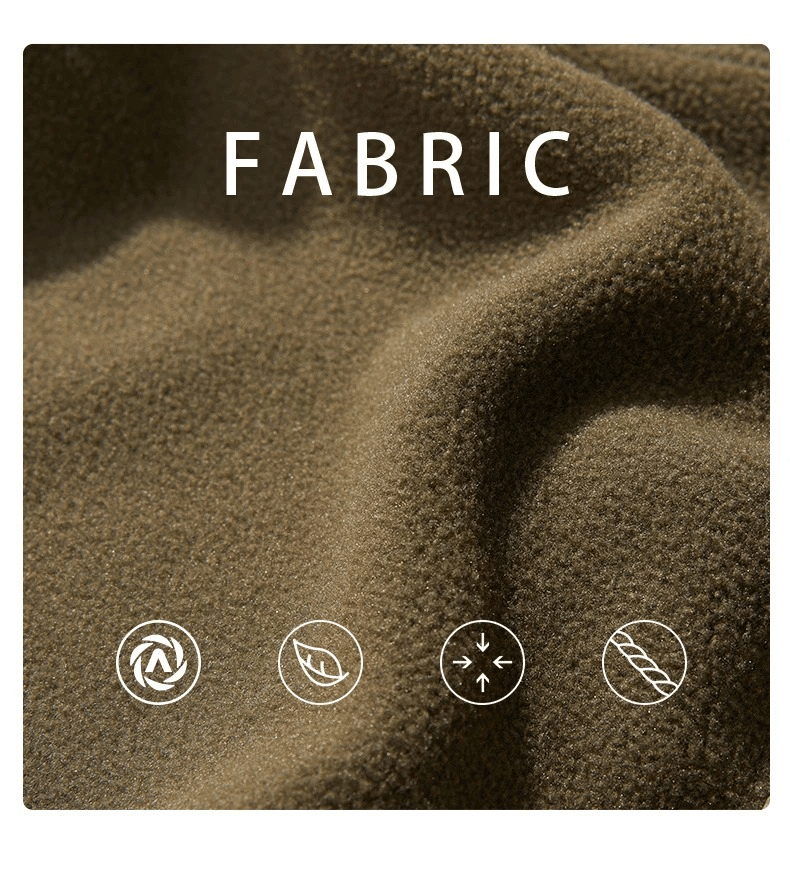 Close-up of brown wool fabric with texture, showcasing durability and softness, enhanced with decorative icons.